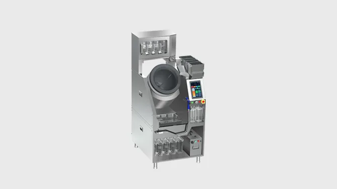 TC-E40A cooking robot with its drum and seasoning containers